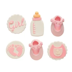 Figuras de azúcar rosas Girl (6) - Sin gluten - Decora