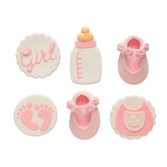 Figuras de azúcar rosas Girl (6) - Sin gluten - Decora