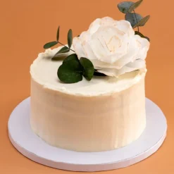 Flor de oblea blanca con bordes dorados 12 cm - Sin gluten - Dekora