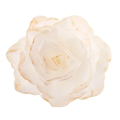 Flor de oblea blanca con bordes dorados 12 cm - Sin gluten - Dekora