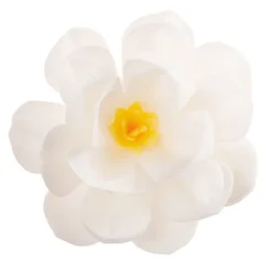Flor de oblea blanca con centro amarillo 12 cm - Sin gluten - Dekora