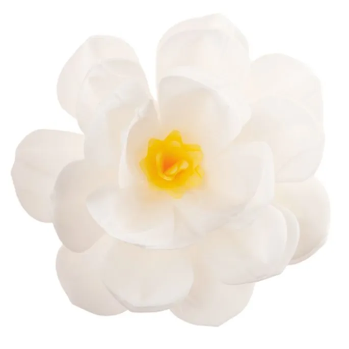 Flor de oblea blanca con centro amarillo 12 cm - Sin gluten - Dekora