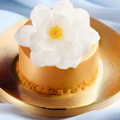 Flor de oblea blanca con centro amarillo 12 cm - Sin gluten - Dekora