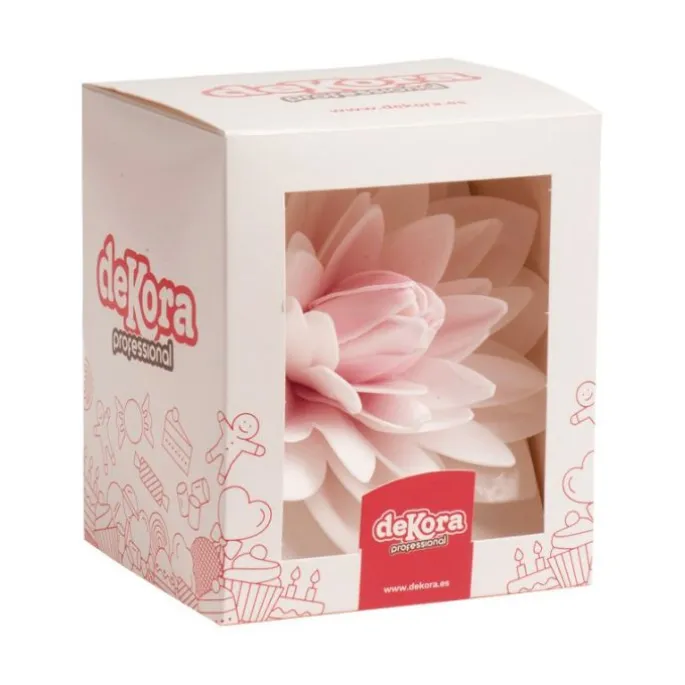 Flor de oblea Dalia blanca 12,5 cm - Sin gluten - Dekora