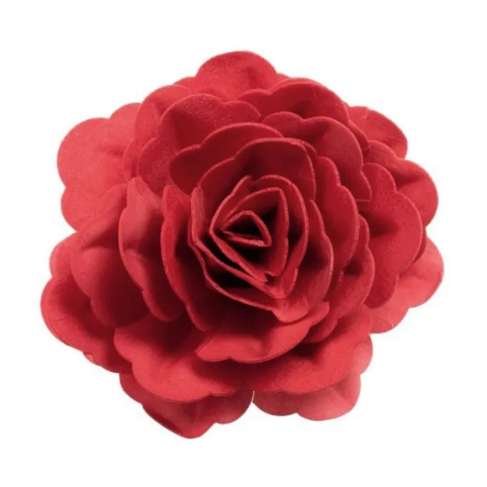 Flor de oblea rosa roja 12,5 cm - Sin gluten - Dekora