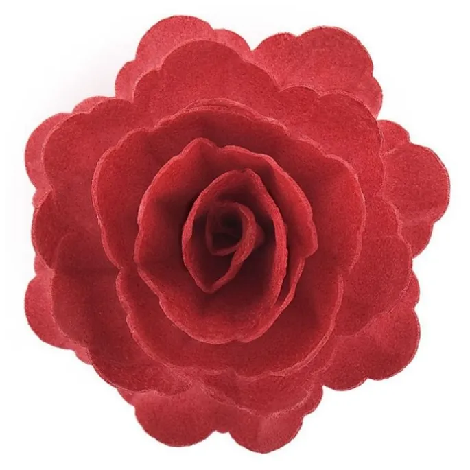 Flor de oblea rosa roja 12,5 cm - Sin gluten - Dekora