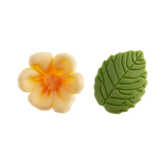 Flores amarillas y hojas de azúcar (13) - Sin gluten - Dekora