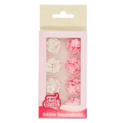 Flores de azúcar pequeñas blancas y rosas (64) - Funcakes