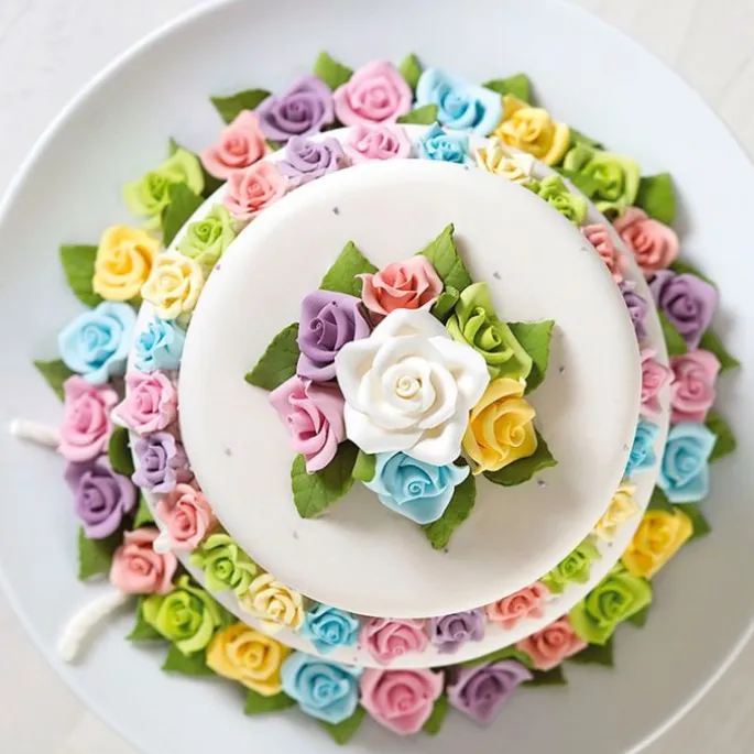 Flores de azúcar rosas azules 3 cm (8) - Decora