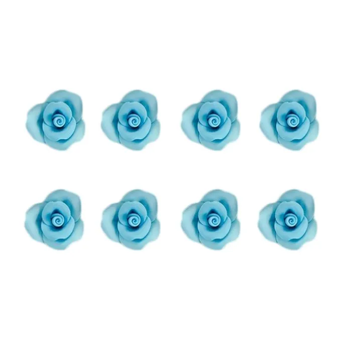 Flores de azúcar rosas azules 3 cm (8) - Decora