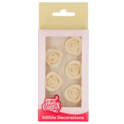 Flores de azúcar rosas blancas 2,5 cm (6) - Funcakes