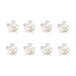 Flores de azúcar rosas blancas 3 cm (8) - Decora