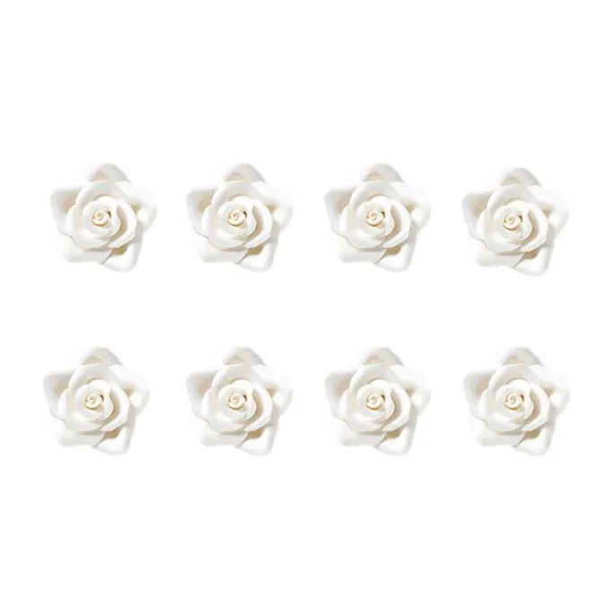 Flores de azúcar rosas blancas 3 cm (8) - Decora