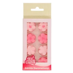 Flores de azúcar rosas claras y oscuras 2,3 cm (24) - Funcakes