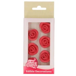 Flores de azúcar rosas rojas 2,5 cm (6) - Funcakes