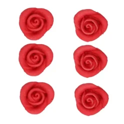 Flores de azúcar rosas rojas 2,5 cm (6) - Funcakes