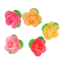 Flores de oblea Camelias de colores 4,5 cm (5) - Funcakes