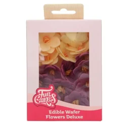 Flores de oblea hortensias amarillas y moradas 4 cm (18) - Funcakes