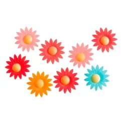 Flores de oblea margaritas de colores 4,5 cm (8) - Sin gluten - Dekora