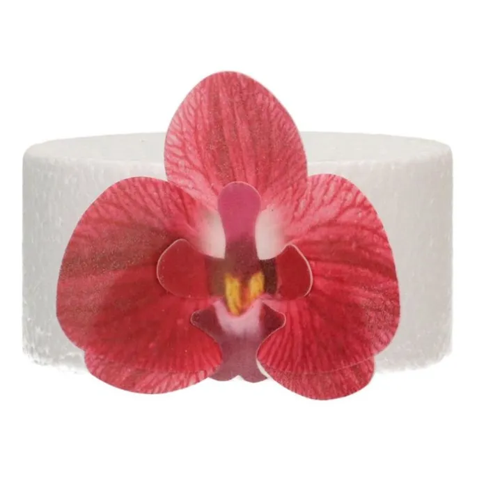 Flores de oblea orquídeas rojas 7 cm (10) - Funcakes