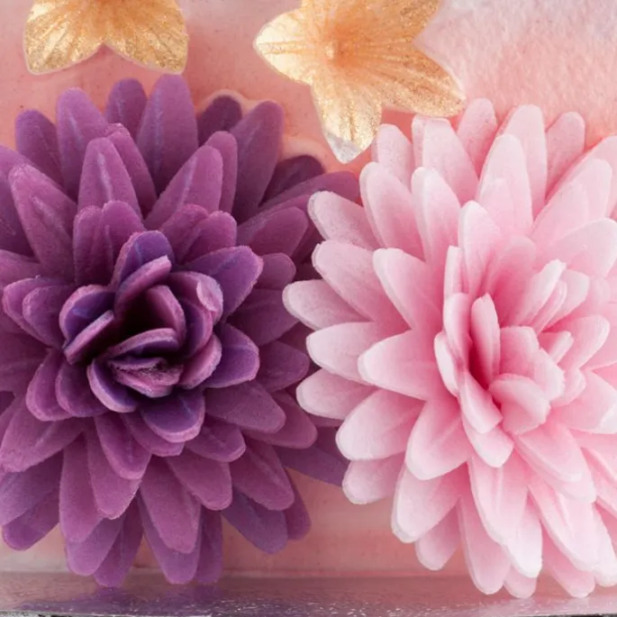 Flores de oblea pompones de colores 4,5 cm (12) - Sin gluten - Dekora