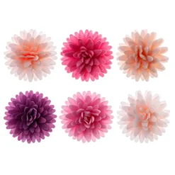 Flores de oblea pompones de colores 4,5 cm (12) - Sin gluten - Dekora