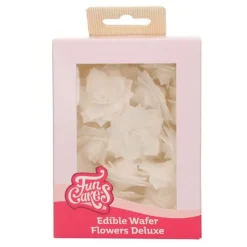 Flores de oblea rosas blancas 4 cm (15) - Funcakes