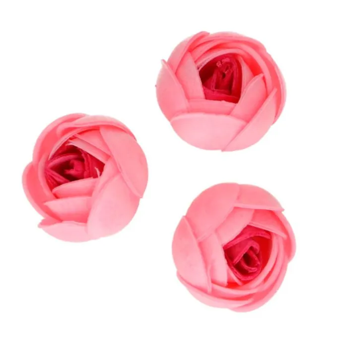 Flores de oblea Rosas de color rosa 4 cm (6) - Funcakes