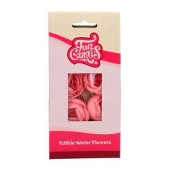 Flores de oblea Rosas de color rosa 4 cm (6) - Funcakes