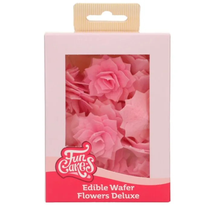 Flores de oblea rosas rosas 4 cm (15) - Funcakes