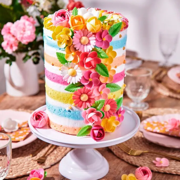 Flores de oblea Violetas rosas 6 cm (8) - Funcakes