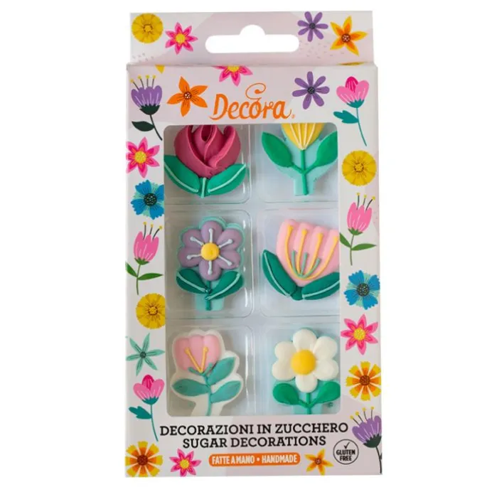 Flores de primavera de azúcar (6) - Sin gluten - Decora