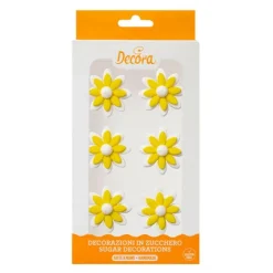 Flores margaritas de azúcar 3 cm (6) - Sin gluten - Decora
