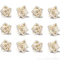 Flores Rosas grandes marfiles de azúcar 5 cm (24) - Decora