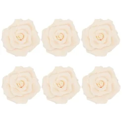 Flores rosas marfil de azúcar 7 cm (6) - Sin gluten - Dekora