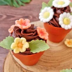 Flores rosas y hojas de azúcar (13) - Sin gluten - Dekora