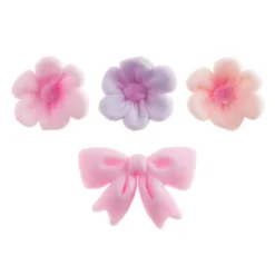 Flores y lazos rosas de azúcar (10) - Sin gluten - Dekora