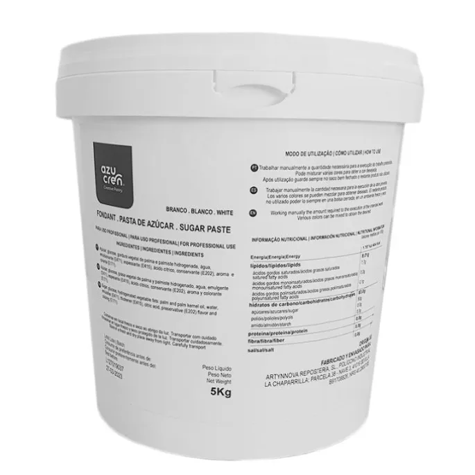 Fondant blanco Azudant 5 kg - Sin gluten - Azucren