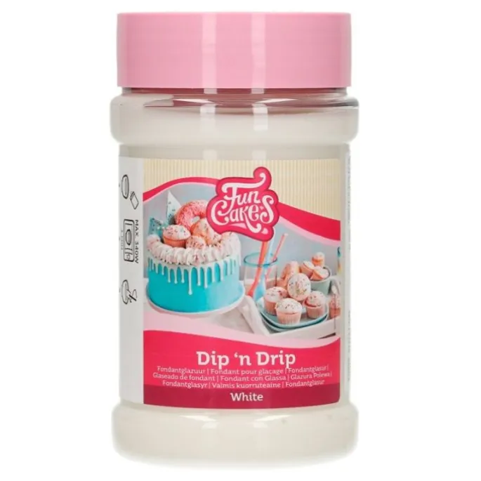 Fondant líquido blanco con glasa Dip 'n Drip 375 g - Funcakes
