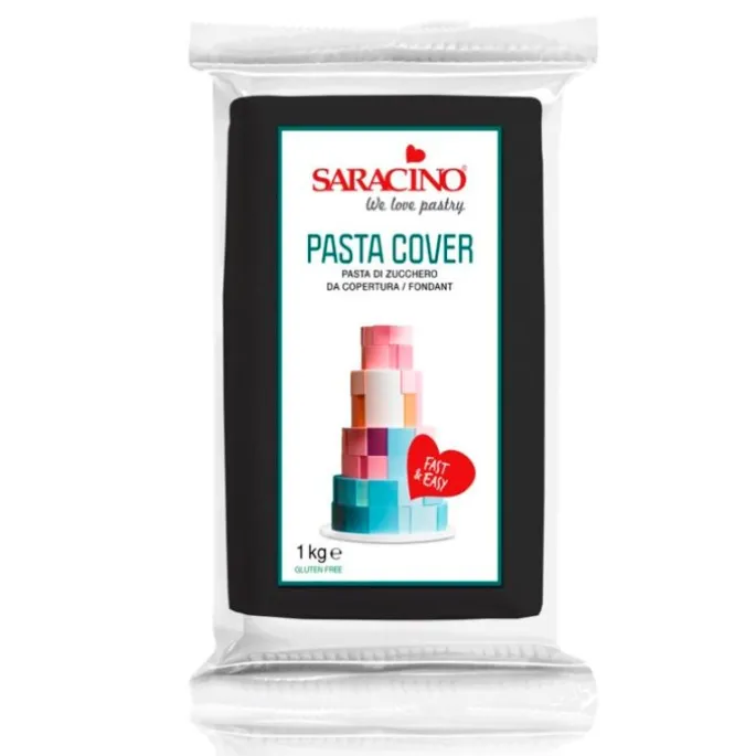 Fondant negro Pasta Cover 1 kg - Sin gluten - Saracino