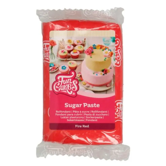 Fondant rojo 250 g - Sin gluten - Funcakes
