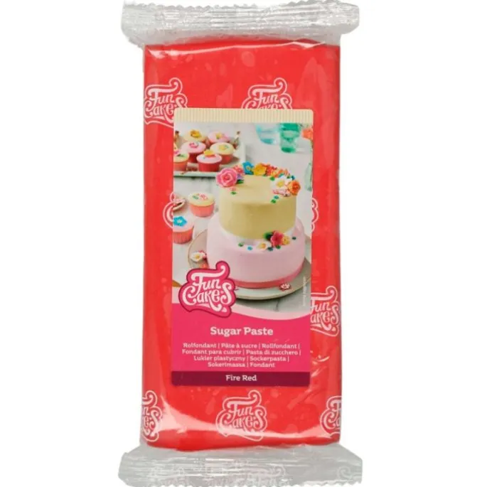 Fondant rojo 1 kg - Sin gluten - Funcakes