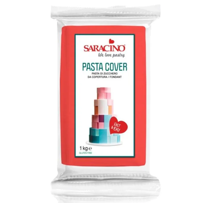 Fondant rojo Pasta Cover 1 kg - Sin gluten - Saracino