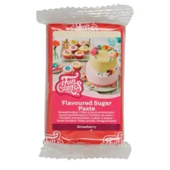 Fondant rojo sabor fresa 250 g - Sin gluten - Funcakes