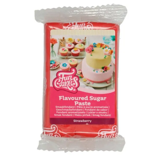 Fondant rojo sabor fresa 250 g - Sin gluten - Funcakes