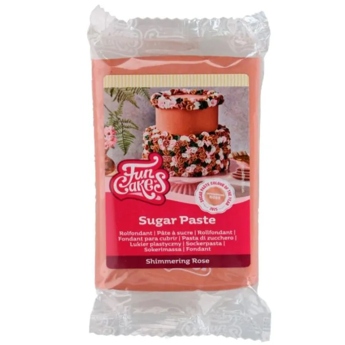 Fondant rosa con brillo 250 g - Sin gluten - Funcakes
