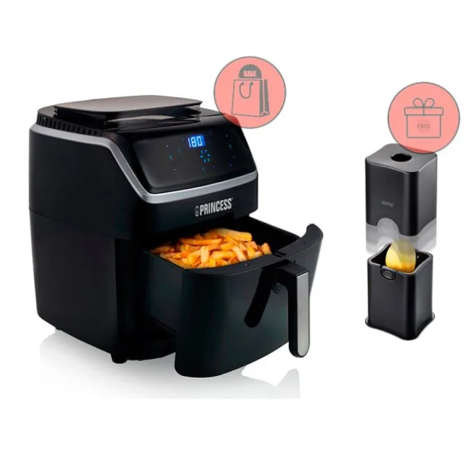 Freidora de aire sin aceite y vaporera 6,5 litros - Princess + REGALO cortador patatas tiras