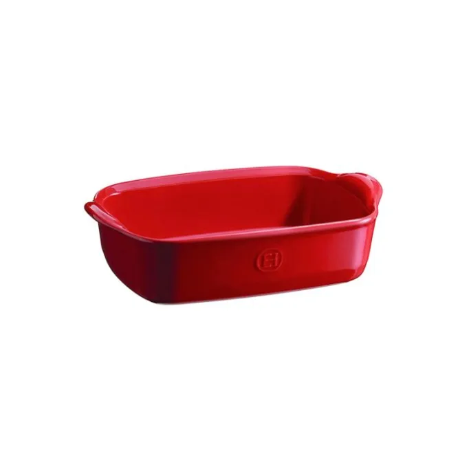 Fuente rectangular con asas roja 17,5 x 14 x 5 cm - Cerámica - Emile Henry