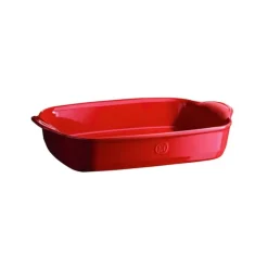 Fuente rectangular con asas roja 24 x 19 x 5,5 cm - Cerámica - Emile Henry