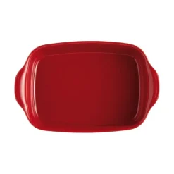 Fuente rectangular con asas roja 36 x 27 x 7 cm - Cerámica - Emile Henry